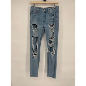 American Eagle Distressed Ripped Denim Jeans Light Wash‎ Women's Sz 0
